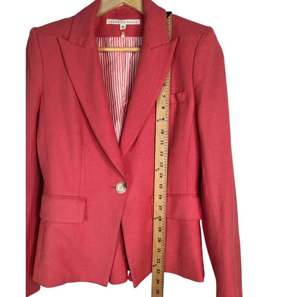 Veronica Beard XS Danielle DICKEY Jacket Fitted Peplum Melon Blazer Coral Pink 0 - Picture 12 of 13